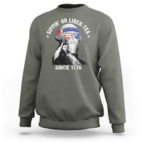 Funny George Washington Sweatshirt 4th Of July Sippin On Liber Tea Liberty American Flag 1776 - Wonder Print Shop