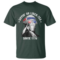 Funny George Washington T Shirt 4th Of July Sippin On Liber Tea Liberty American Flag 1776 - Wonder Print Shop