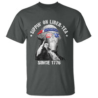 Funny George Washington T Shirt 4th Of July Sippin On Liber Tea Liberty American Flag 1776 - Wonder Print Shop