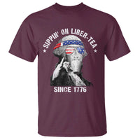Funny George Washington T Shirt 4th Of July Sippin On Liber Tea Liberty American Flag 1776 - Wonder Print Shop