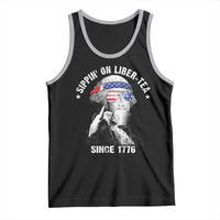Funny George Washington Tank Top 4th Of July Sippin On Liber Tea Liberty American Flag 1776 - Wonder Print Shop