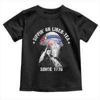 Funny George Washington Toddler T Shirt 4th Of July Sippin On Liber Tea Liberty American Flag 1776 - Wonder Print Shop