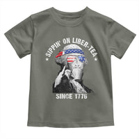Funny George Washington Toddler T Shirt 4th Of July Sippin On Liber Tea Liberty American Flag 1776 - Wonder Print Shop