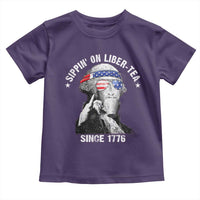 Funny George Washington Toddler T Shirt 4th Of July Sippin On Liber Tea Liberty American Flag 1776 - Wonder Print Shop