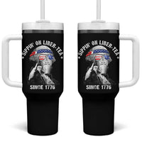 Funny George Washington Tumbler With Handle 4th Of July Sippin On Liber Tea Liberty American Flag 1776 - Wonder Print Shop