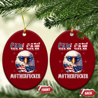 Bald Eagle Patriotic Ceramic Ornament Caw Caw Motherfucker American Flag - Wonder Print Shop