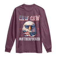 Bald Eagle Patriotic Long Sleeve Shirt Caw Caw Motherfucker American Flag - Wonder Print Shop