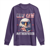 Bald Eagle Patriotic Long Sleeve Shirt Caw Caw Motherfucker American Flag - Wonder Print Shop