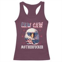 Bald Eagle Patriotic Racerback Tank Top Caw Caw Motherfucker American Flag - Wonder Print Shop