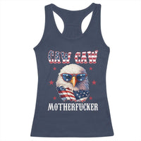 Bald Eagle Patriotic Racerback Tank Top Caw Caw Motherfucker American Flag - Wonder Print Shop