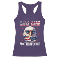 Bald Eagle Patriotic Racerback Tank Top Caw Caw Motherfucker American Flag - Wonder Print Shop
