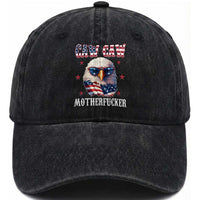Bald Eagle Patriotic Washed Cotton Baseball Cap Caw Caw Motherfucker American Flag