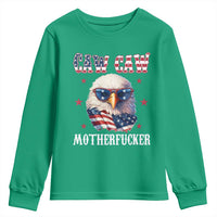 Bald Eagle Patriotic Youth Sweatshirt Caw Caw Motherfucker American Flag - Wonder Print Shop