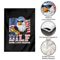 Funny Patriotic 4th Of July Garden Flag Eagle DILF Damn I Love Freedom - Wonder Print Shop