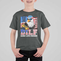 Funny Patriotic 4th Of July T Shirt For Kid Eagle DILF Damn I Love Freedom - Wonder Print Shop