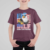 Funny Patriotic 4th Of July T Shirt For Kid Eagle DILF Damn I Love Freedom - Wonder Print Shop