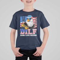 Funny Patriotic 4th Of July T Shirt For Kid Eagle DILF Damn I Love Freedom - Wonder Print Shop