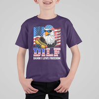 Funny Patriotic 4th Of July T Shirt For Kid Eagle DILF Damn I Love Freedom - Wonder Print Shop
