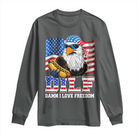 Funny Patriotic 4th Of July Long Sleeve Shirt Eagle DILF Damn I Love Freedom - Wonder Print Shop