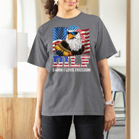 Funny Patriotic 4th Of July T Shirt For Women Eagle DILF Damn I Love Freedom - Wonder Print Shop