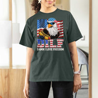 Funny Patriotic 4th Of July T Shirt For Women Eagle DILF Damn I Love Freedom - Wonder Print Shop