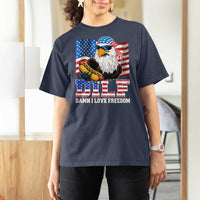 Funny Patriotic 4th Of July T Shirt For Women Eagle DILF Damn I Love Freedom - Wonder Print Shop