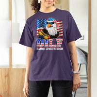 Funny Patriotic 4th Of July T Shirt For Women Eagle DILF Damn I Love Freedom - Wonder Print Shop