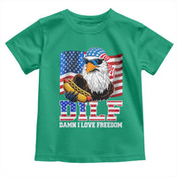 Funny Patriotic 4th Of July Toddler T Shirt Eagle DILF Damn I Love Freedom - Wonder Print Shop
