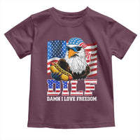 Funny Patriotic 4th Of July Toddler T Shirt Eagle DILF Damn I Love Freedom - Wonder Print Shop