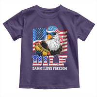 Funny Patriotic 4th Of July Toddler T Shirt Eagle DILF Damn I Love Freedom - Wonder Print Shop