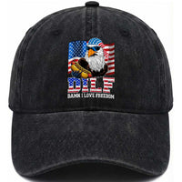 Funny Patriotic 4th Of July Washed Cotton Baseball Cap Eagle DILF Damn I Love Freedom