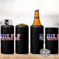 Funny Patriotic 4th Of July 4 in 1 Can Cooler Tumbler DILF Damn I Love Freedom American Flag - Wonder Print Shop