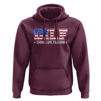 Funny Patriotic 4th Of July Hoodie DILF Damn I Love Freedom American Flag - Wonder Print Shop