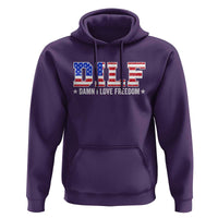 Funny Patriotic 4th Of July Hoodie DILF Damn I Love Freedom American Flag - Wonder Print Shop