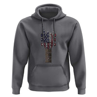 Rock On Skeleton Hand Guitar Hoodie Retro American Flag Heavy Metal Guitarist - Wonder Print Shop