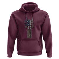 Rock On Skeleton Hand Guitar Hoodie Retro American Flag Heavy Metal Guitarist - Wonder Print Shop