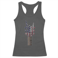 Rock On Skeleton Hand Guitar Racerback Tank Top Retro American Flag Heavy Metal Guitarist - Wonder Print Shop