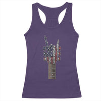 Rock On Skeleton Hand Guitar Racerback Tank Top Retro American Flag Heavy Metal Guitarist - Wonder Print Shop