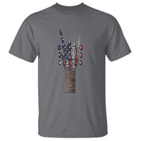 Rock On Skeleton Hand Guitar T Shirt Retro American Flag Heavy Metal Guitarist - Wonder Print Shop