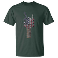 Rock On Skeleton Hand Guitar T Shirt Retro American Flag Heavy Metal Guitarist - Wonder Print Shop