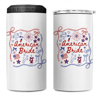 American Bride Bachelorette Party 4 in 1 Can Cooler Tumbler Coquette Bow 4th Of July - Wonder Print Shop