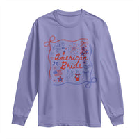 American Bride Bachelorette Party Long Sleeve Shirt Coquette Bow 4th Of July - Wonder Print Shop
