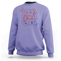 American Bride Bachelorette Party Sweatshirt Coquette Bow 4th Of July - Wonder Print Shop