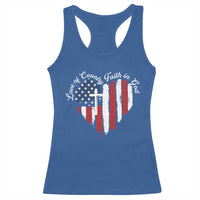 Patriotic Christian Racerback Tank Top Faith In God Heart Cross Flag 4th Of July Religious - Wonder Print Shop