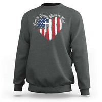 Patriotic Christian Sweatshirt Faith In God Heart Cross Flag 4th Of July Religious - Wonder Print Shop