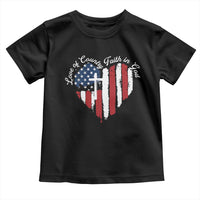 Patriotic Christian Toddler T Shirt Faith In God Heart Cross Flag 4th Of July Religious - Wonder Print Shop