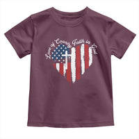 Patriotic Christian Toddler T Shirt Faith In God Heart Cross Flag 4th Of July Religious - Wonder Print Shop