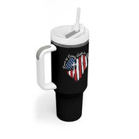 Patriotic Christian Tumbler With Handle Faith In God Heart Cross Flag 4th Of July Religious - Wonder Print Shop