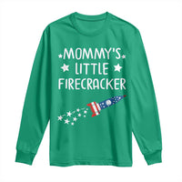 Mommy's Little Firecracker 4th of July Long Sleeve Shirt Patriotic American Flag - Wonder Print Shop