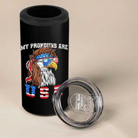 Funny 4th of July 4 in 1 Can Cooler Tumbler My Pronouns Are USA Eagle American - Wonder Print Shop